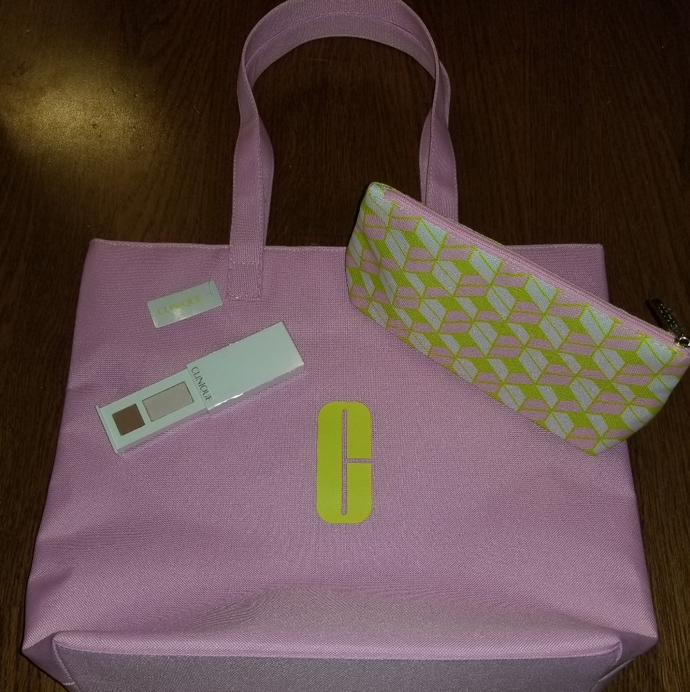 NEW CLINIQUE PINK GIFT TOTE BAG COSMETIC ++++ FREE